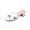 White, variant on Woven Heeled Slide Sandals for Women, Slip On Square Toe Dress Mules, Metallic Braided Chunky Heel Party Sandals Gold