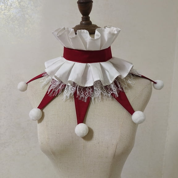 Adult Clown Collar Vintage Layered Ruffle Neck Collar Halloween Pointed Clown Collar Jester Neck Accessories