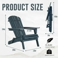 thumbnail image 2 of FDW 2 Pack Folding Adirondack Chair Wood Porch Chair Weather Resistant Lawn Chair Pinewood Patio Chairs with Wood Texture for Patio Garden Lawn Backyard Deck Pool Beach Firepit,Navy Color, 2 of 7