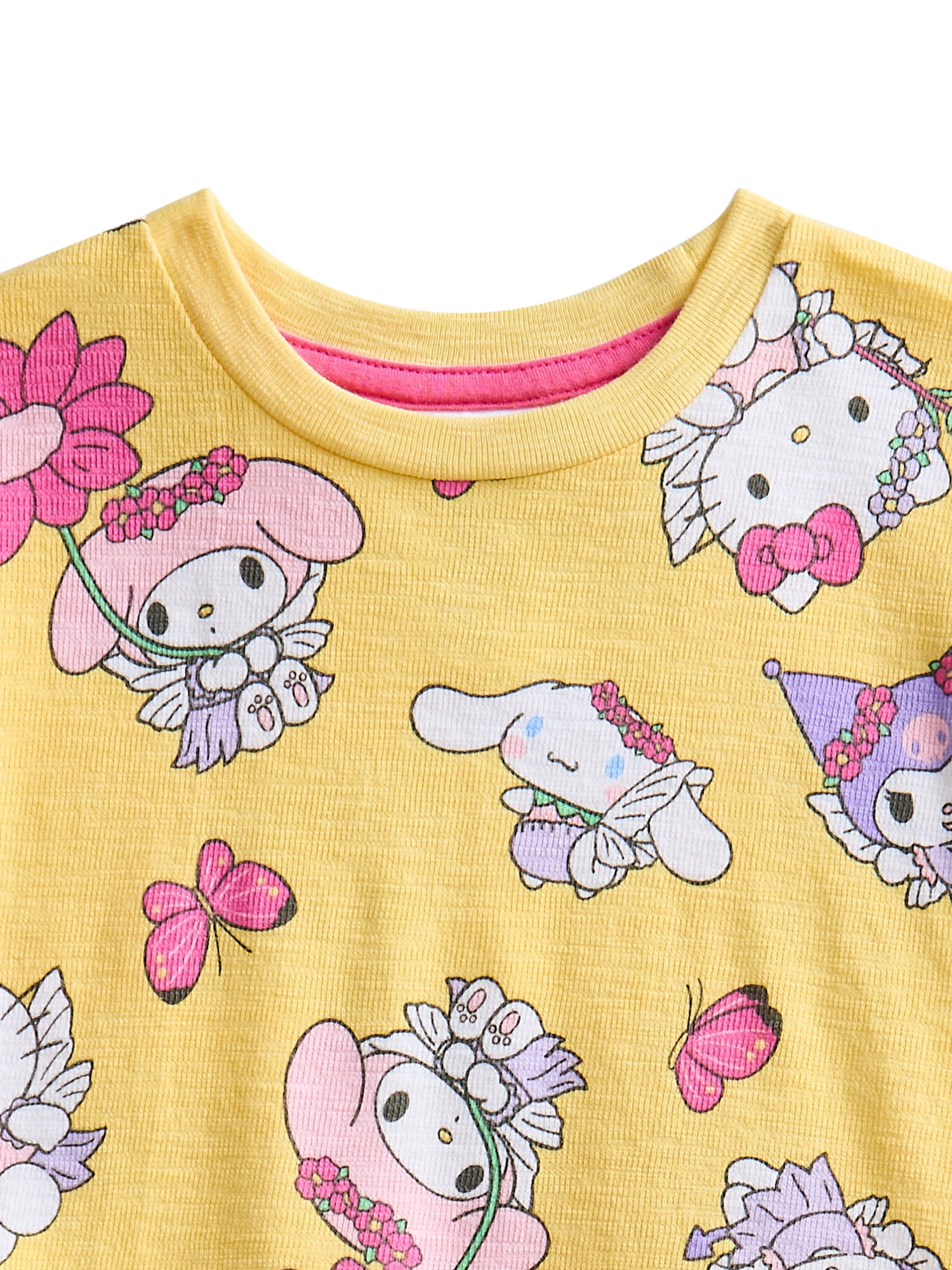 Hello Kitty and Friends Toddler Girls' Short Sleeve Graphic Tee and Matching Shorts Set, 2-Piece, Sizes 12M-5T