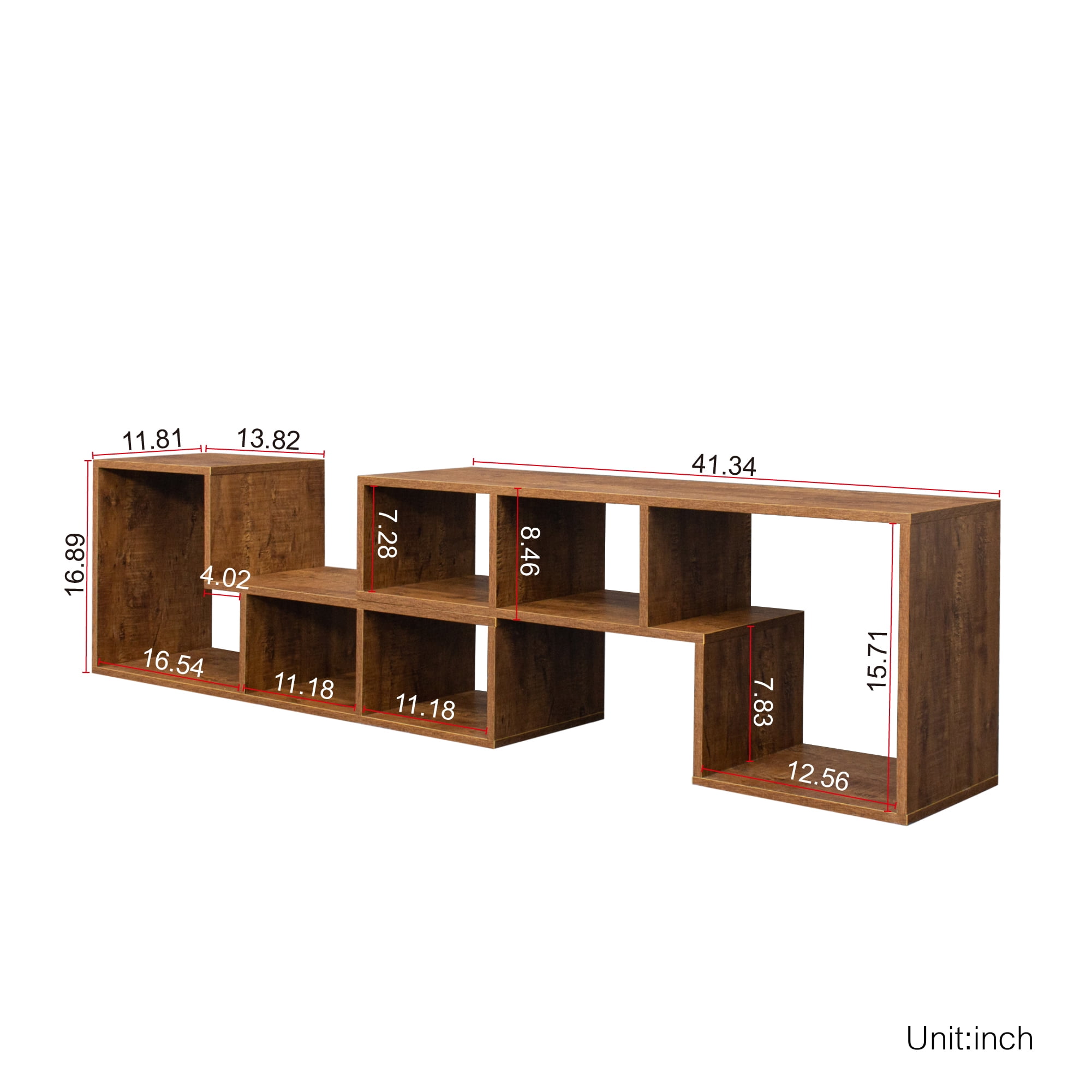Yardi Yard Modern DIY Double L-shaped TV stand, Stackable Wood Bookcase Bookshelf for CDs/Books/Media Storage, Brown Yardi Yard Modern DIY Double L-shaped TV stand, Stackable Wood Bookcase Bookshelf for CDs/Books/Media Storage, Brown