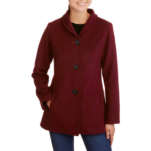 Women's SingleBreasted Faux Wool Coat With Flattering Seaming