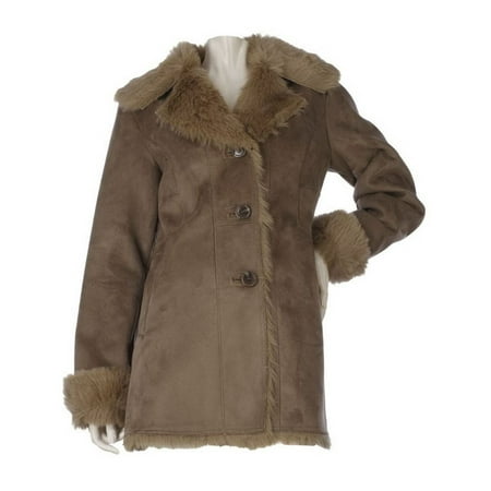 Centigrade Faux Shearling Coat Faux Fur Trim A218836 - Walmart.com