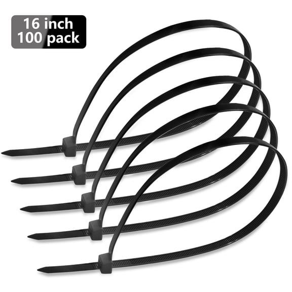 Heavy-Duty high-Quality Nylon Cable tie Wire Zipper Black Nylon Cable tie, Anti-Ultraviolet Tension Rating 50 LBS, Used in Outdoor Industry, Wire Finishing.(16 inches Black 100 Pieces)