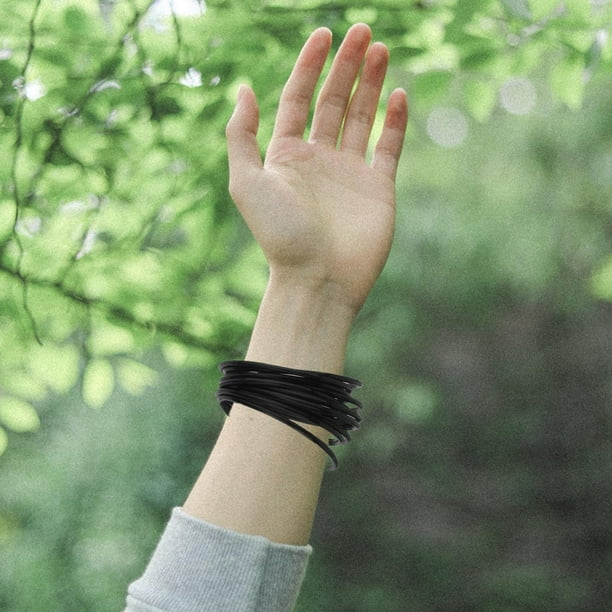 Pack De 10 Pulseras De Silicona Negras – Bandas Elásticas Retro Para El Pelo, Accesorios De Los 80 Para Fiestas Temáticas