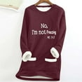 thumbnail image 2 of OWUUcdse Women's Fleece-lined Sweatshirts, Loungewear Long Sleeve Thermal Crew Neck Winter Tops with Pockets Wine Size M, 2 of 5