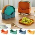 thumbnail image 1 of Happy Date 6 Inch Wheat Straw Deep Dinner Plates, Unbreakable Lightweight Dinner Dishes, Plastic Plates Reusable, Microwave and Dishwasher Safe,Can with Storage Rack, 1 of 7