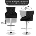thumbnail image 5 of Foredo Velvet Swivel Bar Stools Set of 2, Modern Adjustable Bar Stools with Button Tufting and Pull Ring, Kitchen Counter Square Island Bar Stool, Black, 5 of 8