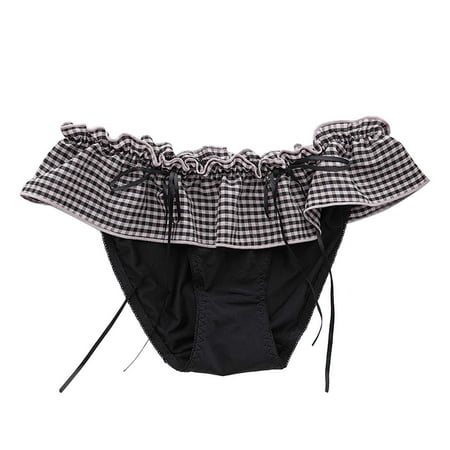 

XINSHIDE Women Panties Cute Plaid Lace Bow Briefs Low Waist Ladies Panties Underwear Women Panties Sexy Thong