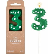 2.76 Inch Green Dinosaur 3 Number Birthday Candles, Dinosaur Number Candles, Cake Number Candles, Party Celebration