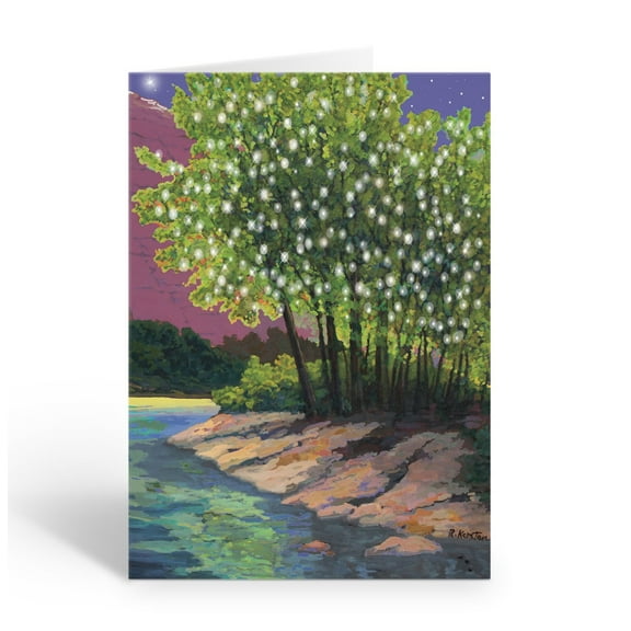 Magical Trees by the River Christmas Card - 18 Holiday Cards with 19 Envelopes -