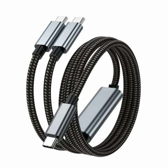 2 in 1 USB C Fast Charging Cable 100W Dual Port Power Delivery Cord for Laptops Phones Tablets Nylon Braided