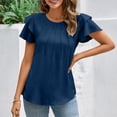 thumbnail image 2 of Blouses de Travail Décontractées à Manches Courtes Col Rond pour Femmes - Design Plissé, Léger, Tenue Toutes Saisons, 2 of 6