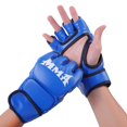 thumbnail image 7 of Jiibva Blue PU Leather Half Finger MMA Boxing Gloves, EVA Padded Training Fight Gloves for Adults 9.45 Inch, 7 of 7