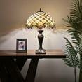 thumbnail image 3 of Tiffany Table Lamp Beige Stained Glass Crystal Beans LED Bulbs Included For Living Room Bedroom Bedside 16"W*16"D*24"H, 3 of 7