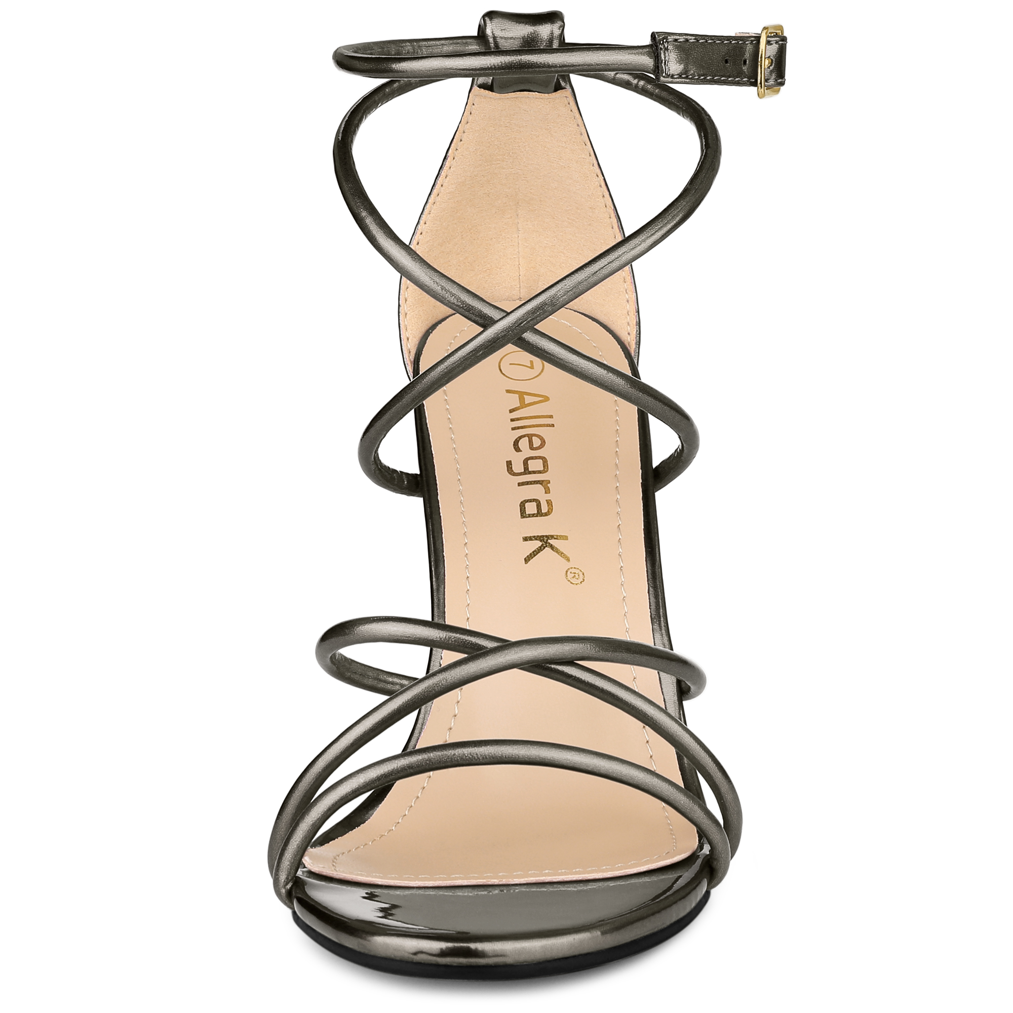 DARING DIVA Women's Open Toe Strappy Straps Stiletto Heel Sandals Gunmetal 7