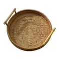 thumbnail image 1 of Bewildely Cesta de pan tejida a mano, bandeja de almacenamiento de mimbre, té, bebidas, aperitivos, decoración del hogar, 24x3cm Type2 NO2, 1 of 1