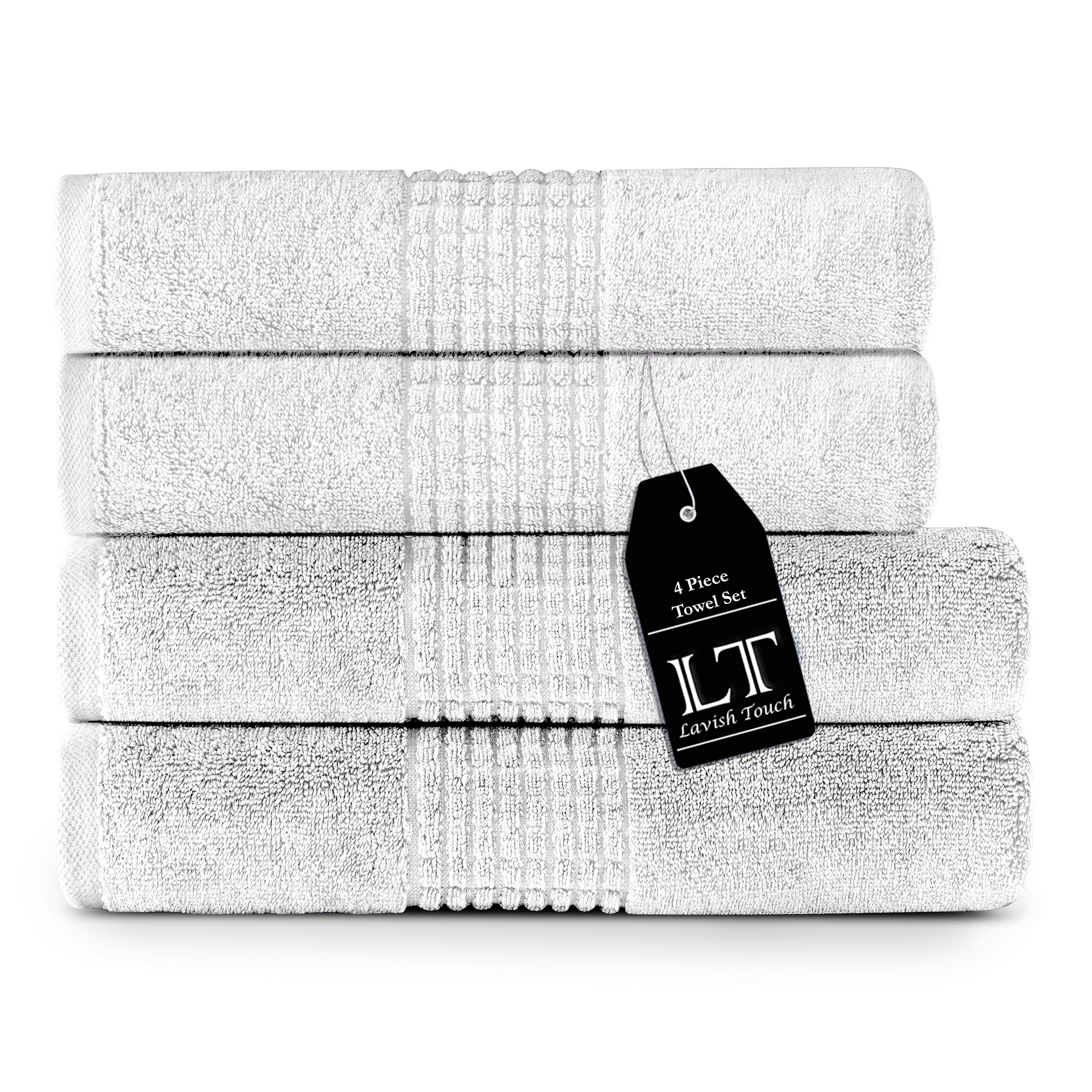 Lavish Touch 700 GSM 100 Egyptian Cotton 4 Piece Towels Set, 2 Bath