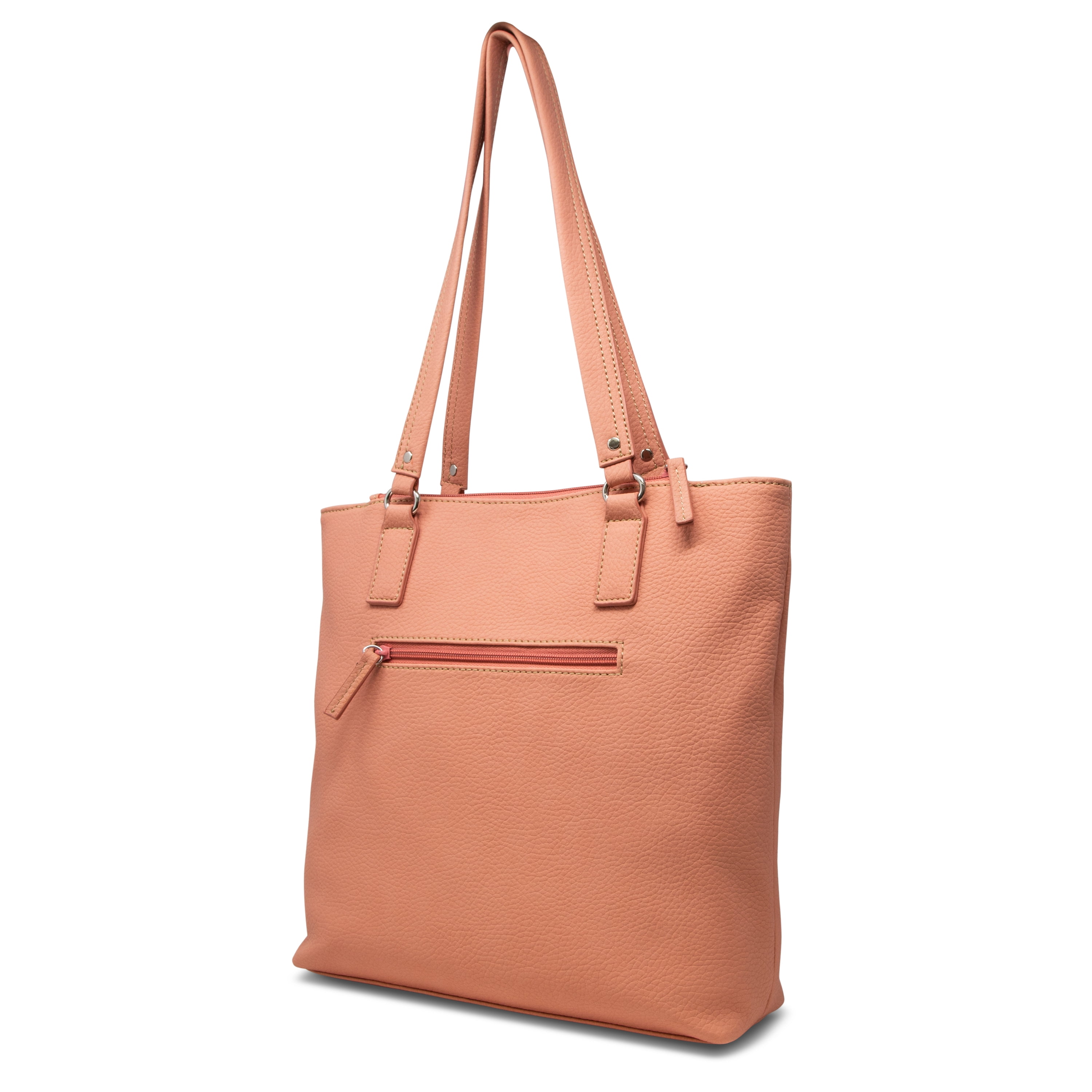 Koltov Vegan Leather Lexi Tote, Salmon