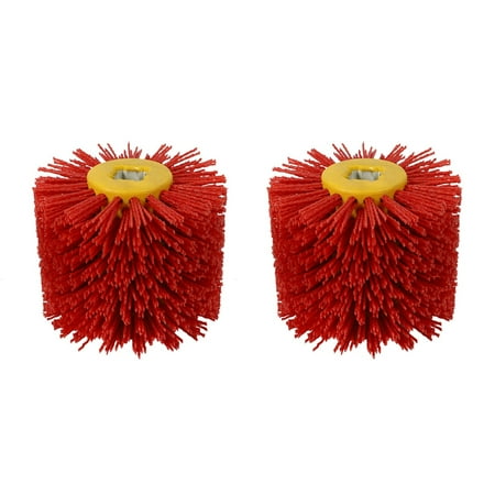 

DTRALD 2X Red Abrasive Wire Drum Brushes Deburring Polishing Buffing Wheel for Furniture Wood Angle Grinder Adapter