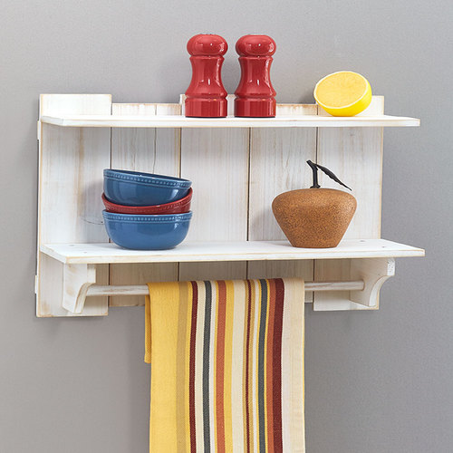 Rustic Wood Pallet Wall ShelvesWhitewashed