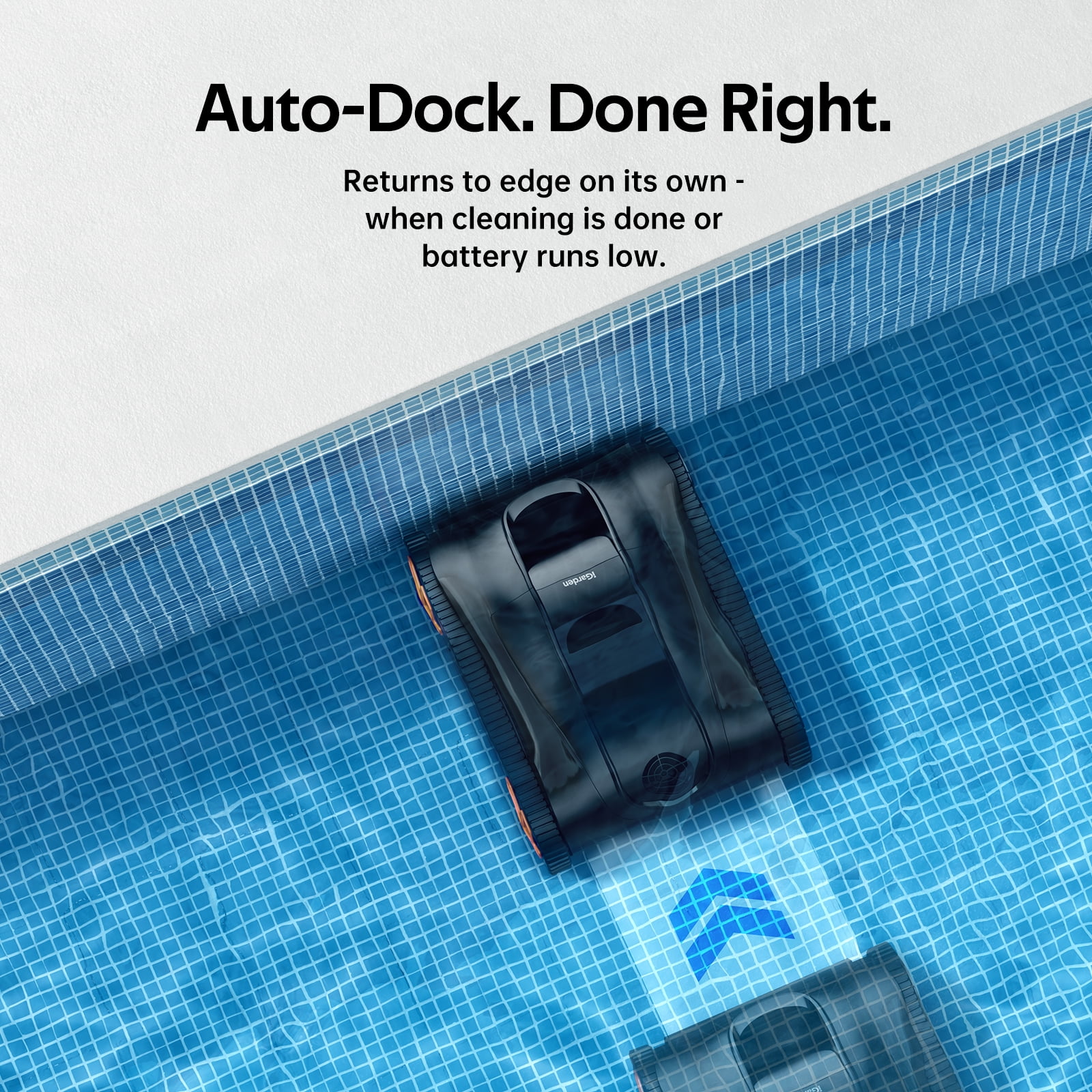 iGarden Robotic Pool Cleaner K Series, Cordless Pool Vacuum Robot for Inground & Above Ground Pools, Smart Navigation, Touchscreen, Self-Parking, Cleans Floor, Wall & Waterline, 220 Min
