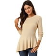 thumbnail image 1 of INSPIRE CHIC Women's Long Sleeve Ribbed Knit Ruffle Hem Peplum Top, 1 of 6