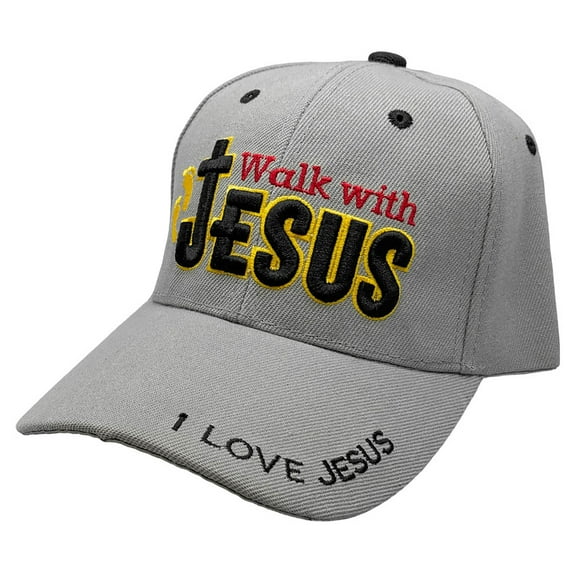 Walk with Jesus "I Love Jesus" Adjustable Baseball Cap (Gray)