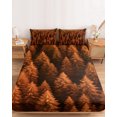 thumbnail image 2 of Full Size Fitted Sheet Set - Burnt Orange Forest 3 Piece Bedding Sets 16" Deep Pocket Fitted Sheet with 2 Pillowcases Pine Trees Modern Mysterious Art Brushed Microfiber Hotel Luxury Bed Sheets, 2 of 9