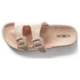 thumbnail image 3 of Roxoni Women Comfort Sandals Double Buckle Adjustable EVA Flat Slides Footbed Suede with Arch Support Non-Slip Rose, 3 of 5
