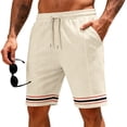 thumbnail image 2 of Bermuda Shorts for Men Summer Casual Waffle Knit Elastic Waist Straight Leg Slim Fit Beach Shorts with Pockets, 2 of 9