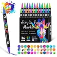 thumbnail image 2 of Usloyux 3Pcs Acrylic Paint Markers, Dual-Tip Dual-Color Paint Pens 24/36/48 Colors, .5mm Round Tip Fine Line Art Markers, Quick-Dry Smudge-Resistant Acrylic Ink For Canvas Rocks Glass Wood Crafts,, 2 of 9