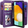 thumbnail image 2 of Compatible with Samsung Galaxy A13 4G Wallet Case and Tempered Glass Screen Protector Flip Cover Credit Card Holder Cell Accessories Folio Purse Phone Cases for Gaxaly A13 Galaxies 13A Women Purple, 2 of 7