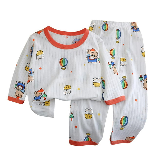 Odeerbi 1-6 Años Niños Niñas Pijama de Verano de Algodón de Manga Larga Conjunto de Pantalones Con Estampado Suave Ropa de Dormir Conjuntos de Pijama de Dos Piezas