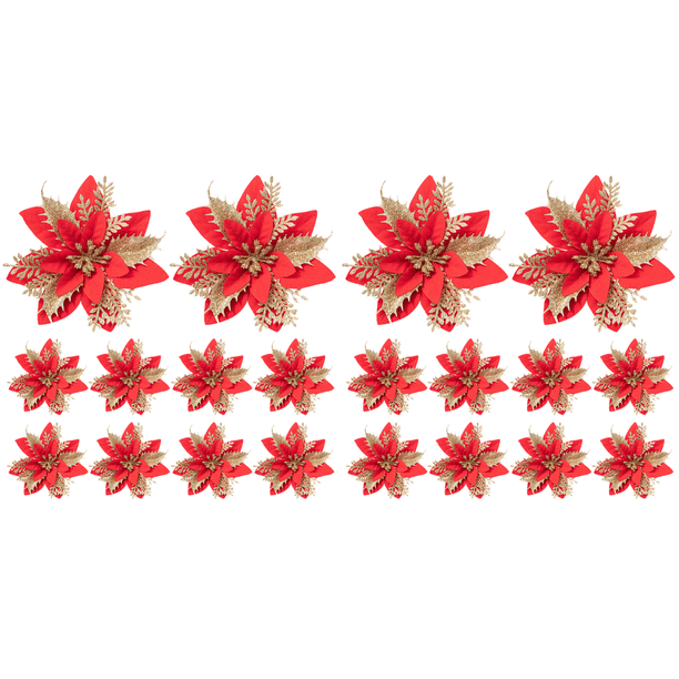Pascua Artificial Con Purpurina 5 51 Pulgadas 10 Uds. para Árboles (dorado) Rojo