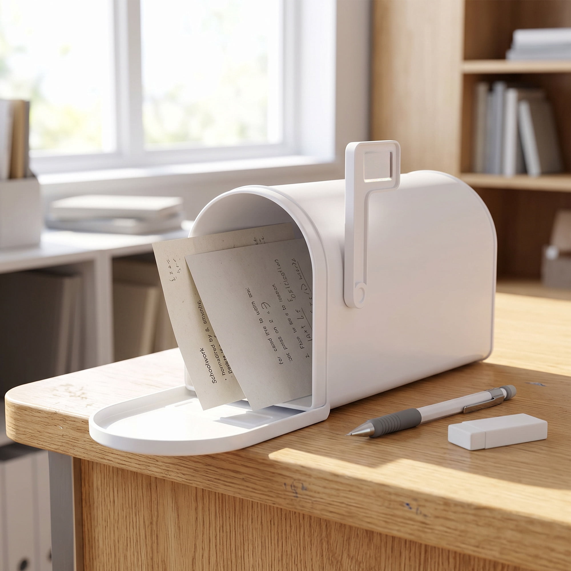 Pen+Gear White Plastic Mailbox Desktop Organizer Storage Bin