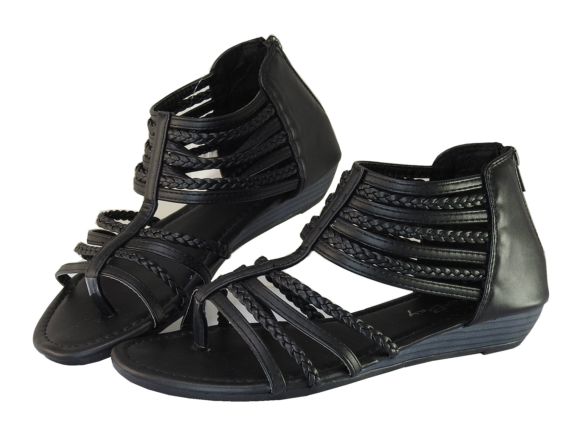 mini wedge braided gladiator sandals