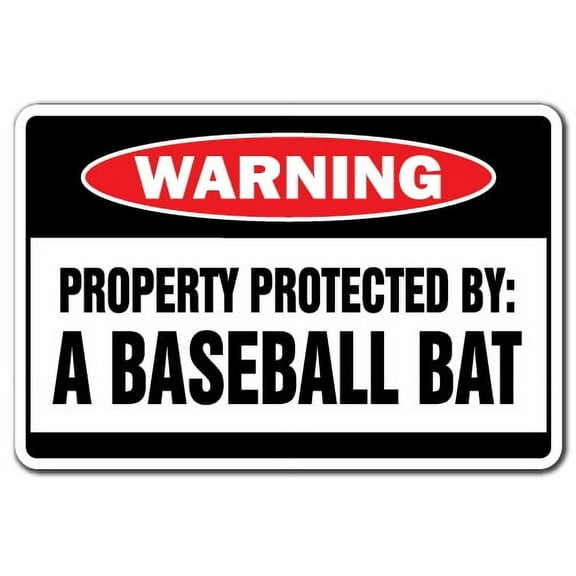 Property Protected By A Baseball Bat [3 Pack] of Vinyl Decal Stickers | 3.3" X 5" | Indoor/Outdoor | Funny decoration for Laptop, Car, Garage , Bedroom, Offices | SignMission