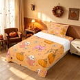 thumbnail image 3 of Homewish Halloween Spooky Animal Twin Sheets, Bow Pumpkin Star Bedding, Orange, 3-Piece (1 Flat Sheet, 1 Fitted Sheet and 1 Pillowcase), 3 of 6