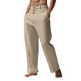 thumbnail image 2 of Yaoyar Mens Pants Solid Buttons Pants High Waist Trouser Casual Loose Fit Athletic Yoga Beach Long Pants(Khaki,2XL), 2 of 5