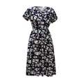 thumbnail image 3 of Mefallenssiah Robe d'Été Imprimée Mode Décontractée à Manches Courtes Col en V Slim pour Femmes, 3 of 3