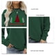 thumbnail image 4 of Camisas navideñas para mujer, cuello redondo, patrón de árbol, fibra de poliéster suave, camiseta de manga larga para mujer, para fiesta, oficina, verde oscuro, XXL, 4 of 5