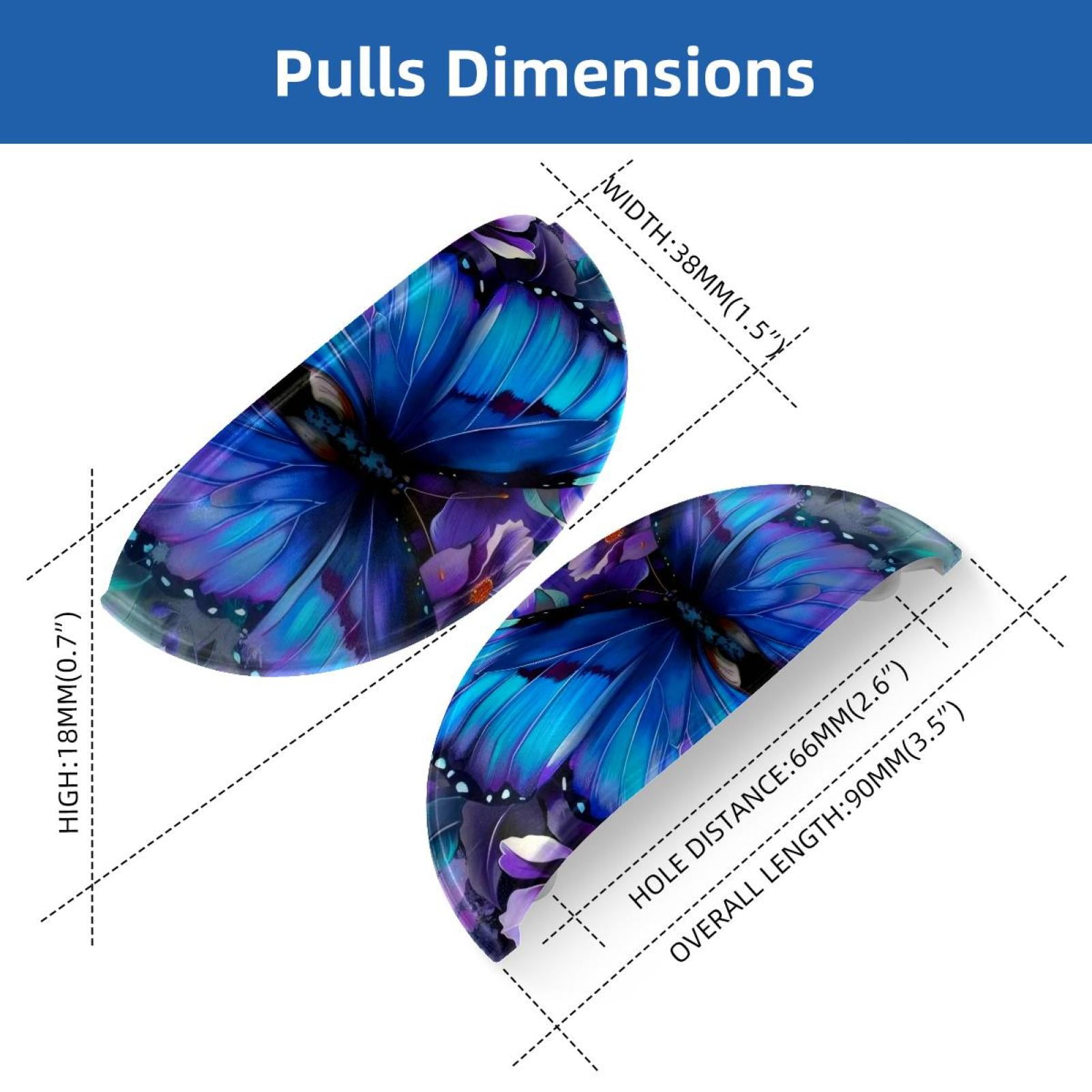 PhooArto 6 Pcs Cup Drawer Pulls, Purple Blue Butterfly Flowers Shell Shape Handles Cabinet Knobs for Dresser Cupboard Closet Wardrobe with Screws