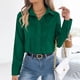 thumbnail image 4 of Xuyuer Women's Casual Solid Color Long Sleeve Turndown Collar Button Blouse, Elegant Office Top for Business Attire, Formal Events and Professional Wardrobe Essentials, 4 of 8