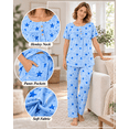 thumbnail image 3 of DreamFish Women's Pajama Set 2 Piece Sleepwear Henley Neck Short Sleeve Top and Long Pants with Pockets, 3 of 6