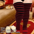 thumbnail image 6 of JZROCKER Women Thigh High Socks Striped Knitted Over Knee Stocking Leg Warmer, 6 of 21