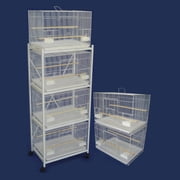 Lot of 6 Small Breeding Cages with One 4 Tie Stand - Black