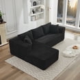 thumbnail image 2 of Modern L-Shaped Cloud Sectional Sofa with Black Plush Corduroy Fabric (106"), 2 of 25