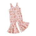 thumbnail image 2 of Douhoow Toddler Girls Easter Jumpsuits Kids Sleeveless Rabbits Eggs Print Jumpsuits Long Flare Pants, 2 of 9