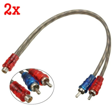 Rca Phono Lead - MATCC 2pcs Car RCA Phono Y Splitter 1 Female To 2 Male Cable Audio Lead Adapter Adaptor Connector Universal Vehicle Auto SUV Home Audio US
